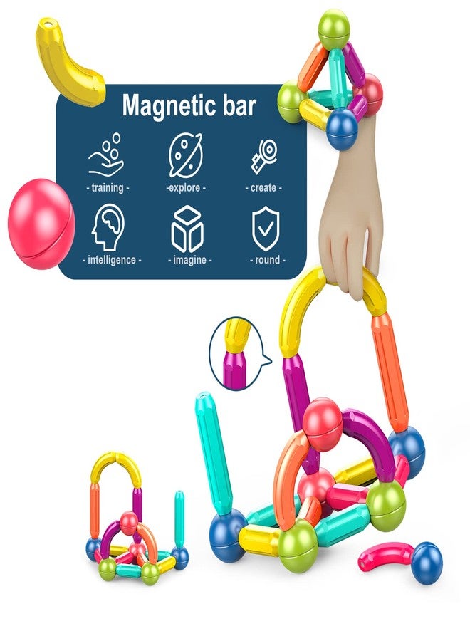 Ferthor Fun Magnetic Balls and Rods Set Building Blocks Magnets for Kids,Learning & Education Toys,Magnetic Sticks Blocks,Montessori Toys for Toddlers,Boys&Girls Gifts (64pcs) - Image 4